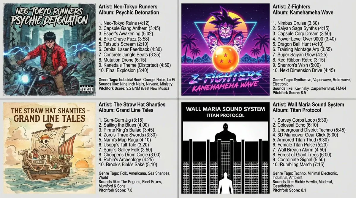 Synthwave Meets Manga: Nano Banana’s 4-Album Grid Fusion