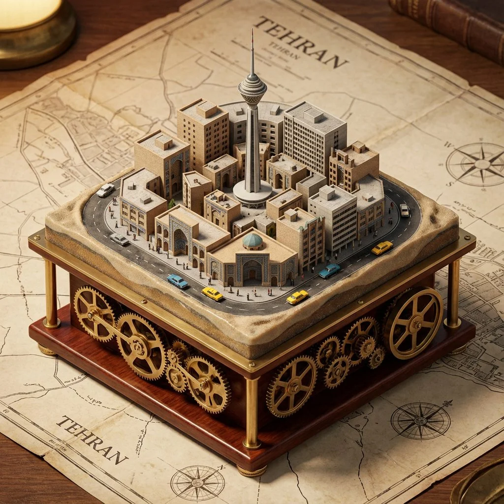 Tehran in Motion: A Kinetic Map Sculpture