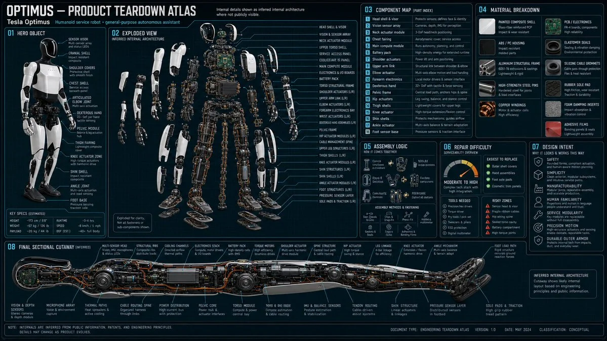 Tesla Optimus Robot: Complete Technical Teardown Poster