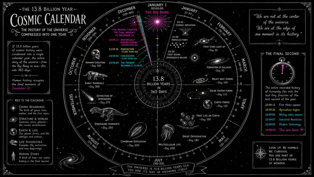 The Cosmic Calendar: A Year of Universal History