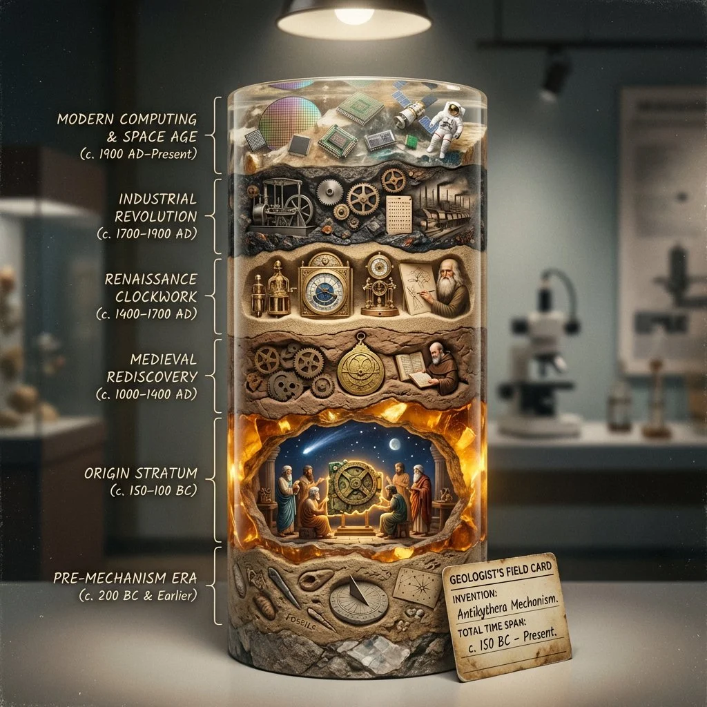 The Evolution of Computers Captured in Geological Layers