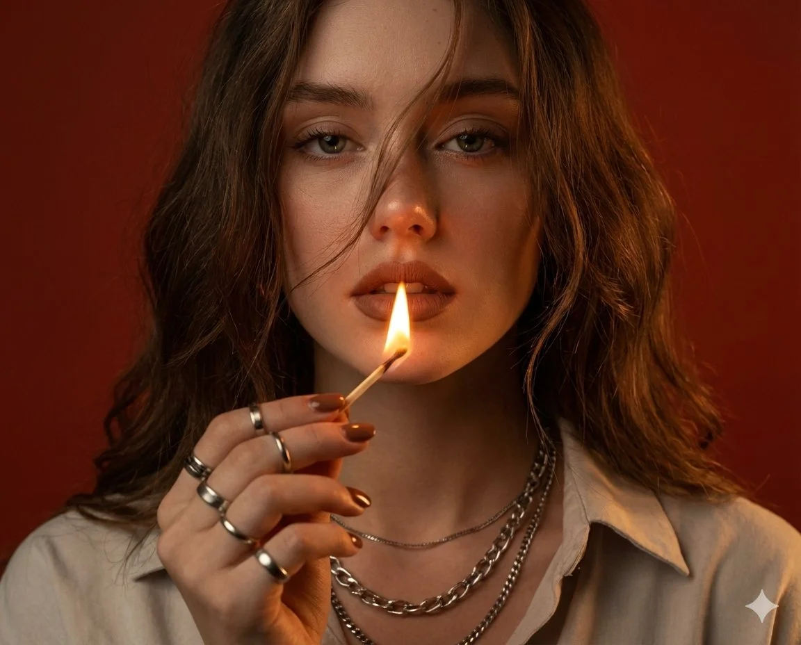 The Flame of Intrigue: A Captivating Portrait