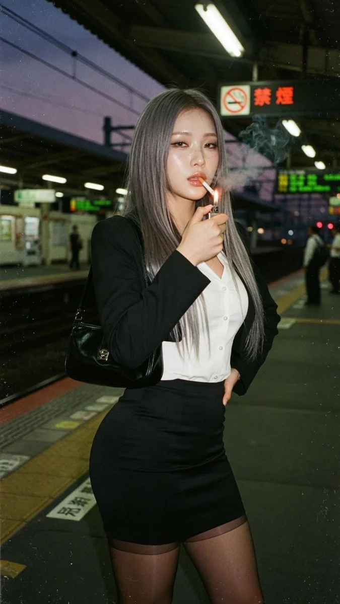 The Illusion of Cool: Smoking’s Dark Seduction on a Dusk Train Platform
