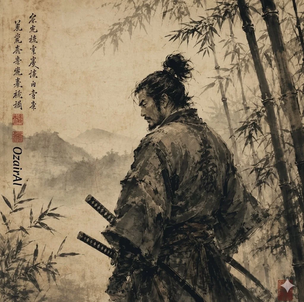 The Silent Guardian: A Samurai in Bamboo Mist
