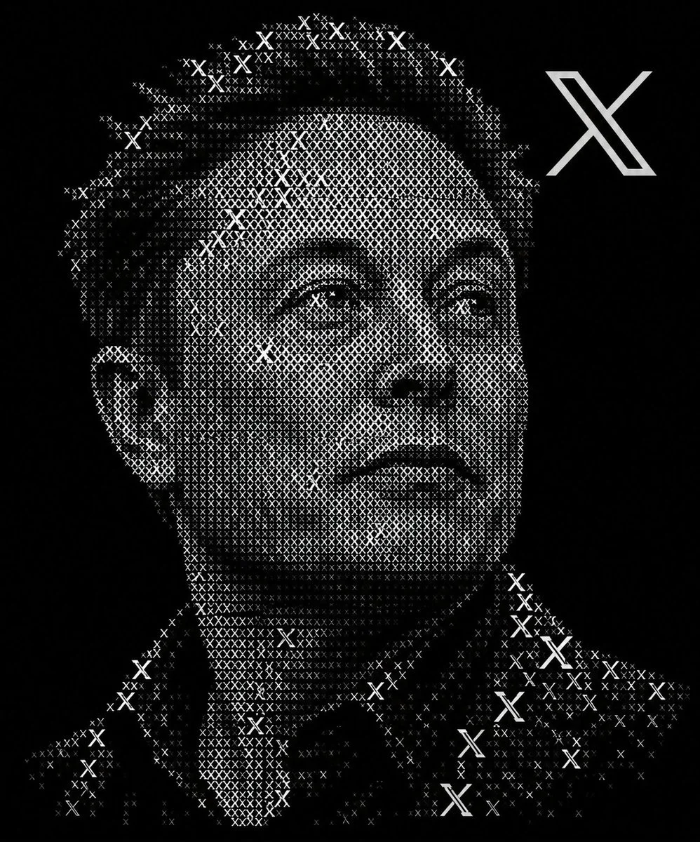 Thousands of X logos form a striking portrait of Elon Musk