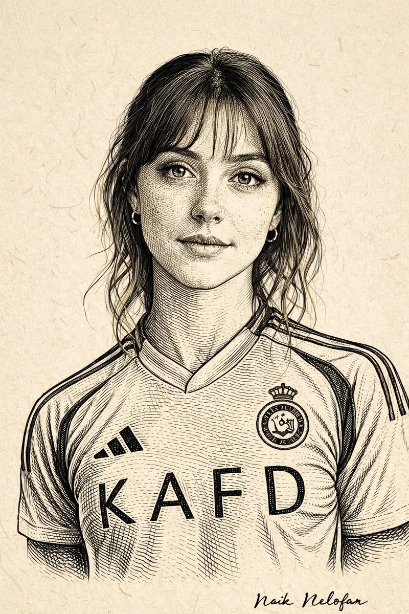 Timeless Black Ink Contour Illustration on Handmade Paper