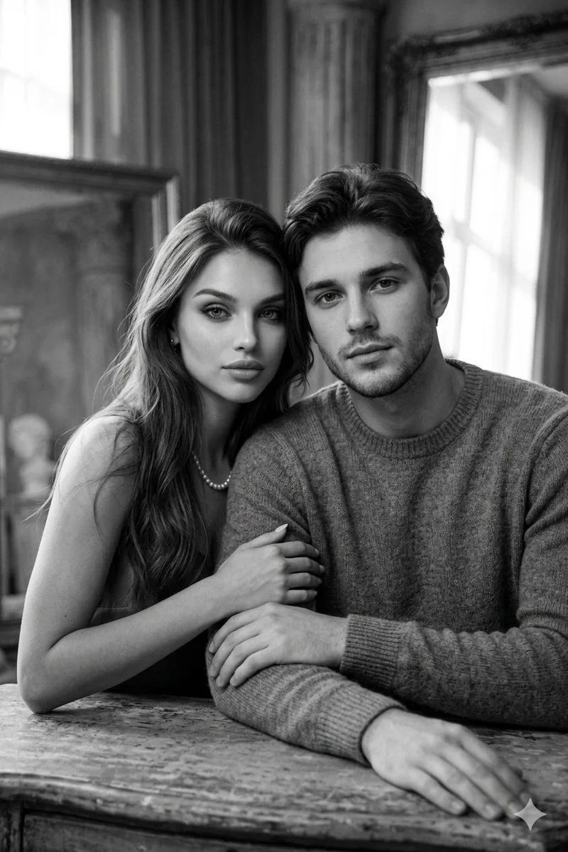 Timeless Bond: A Black-and-White Portrait of Quiet Intimacy