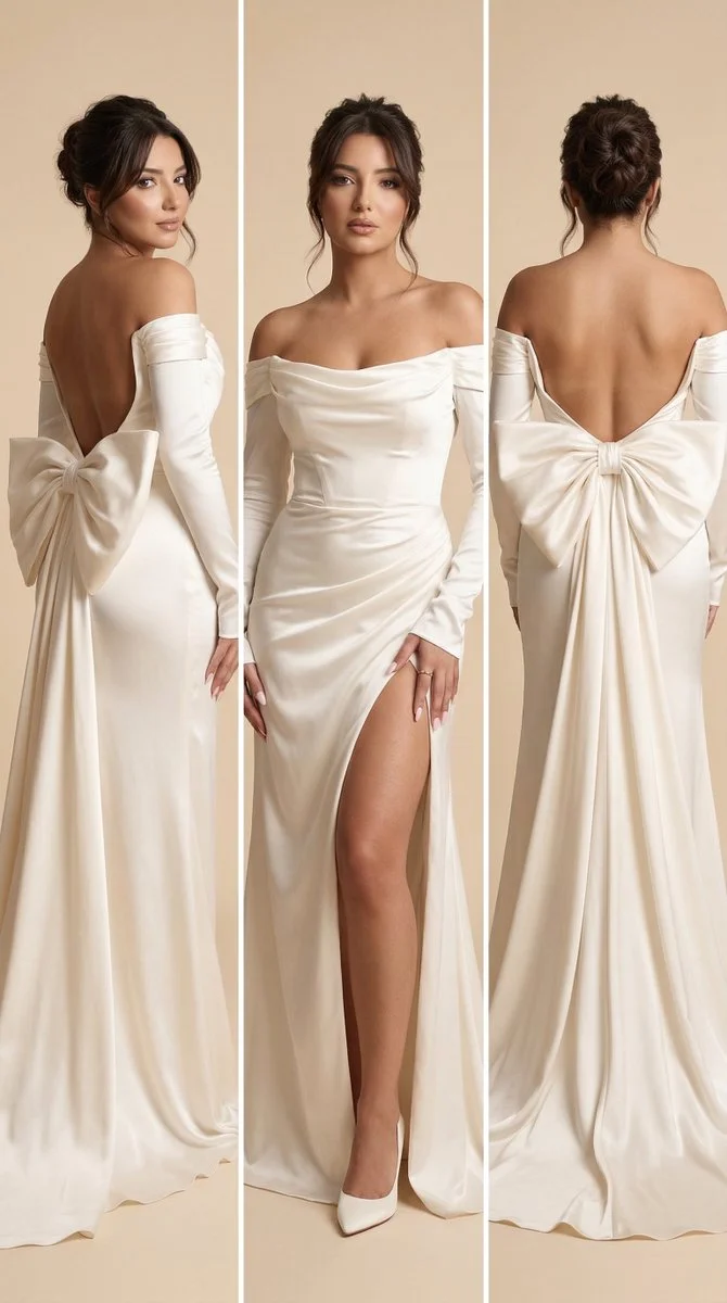 Timeless Couture: The Satin Elegance Triptych