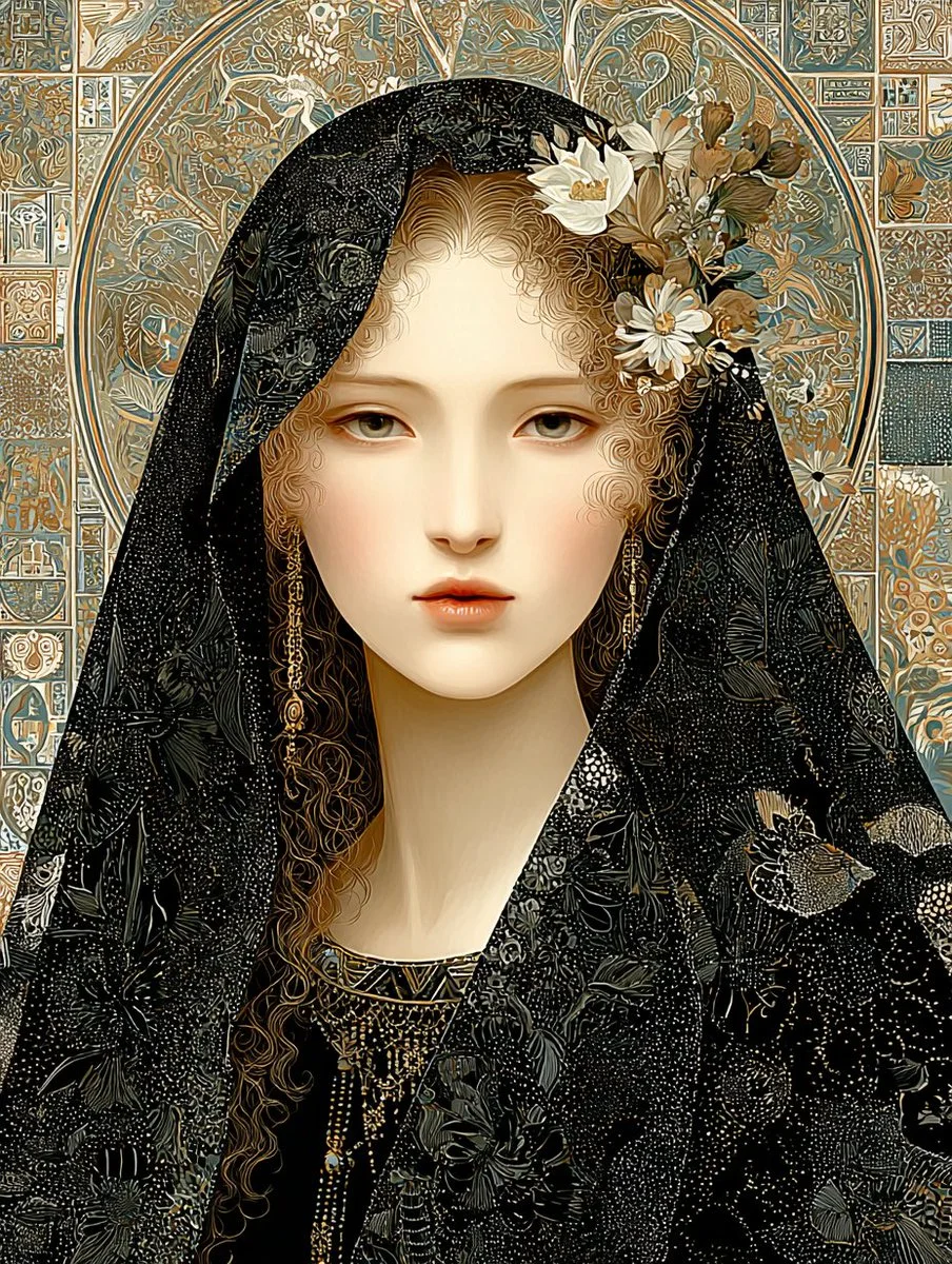 Timeless Elegance: A Mucha-Inspired Portrait