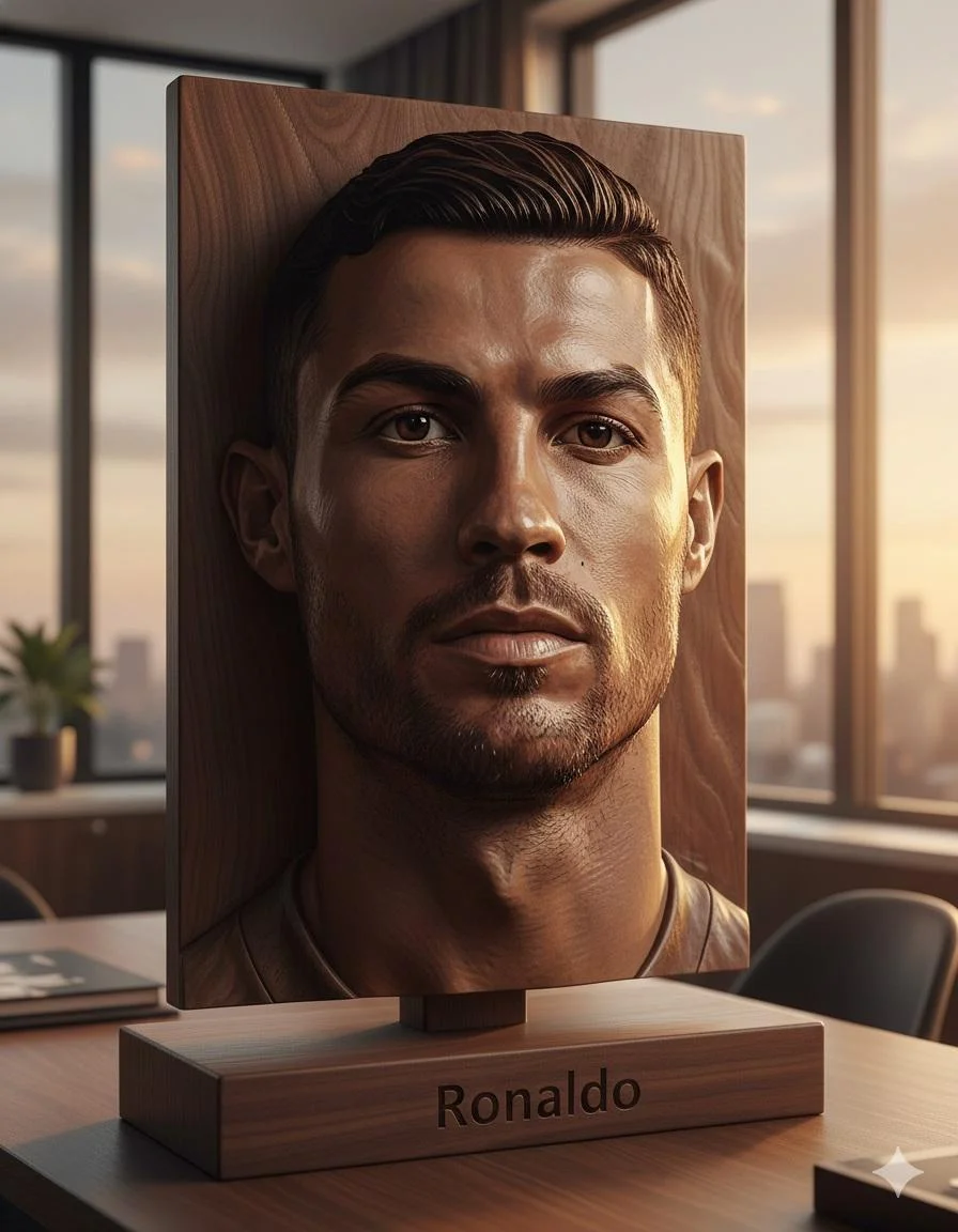 Timeless Elegance: A Wooden Portrait Masterpiece