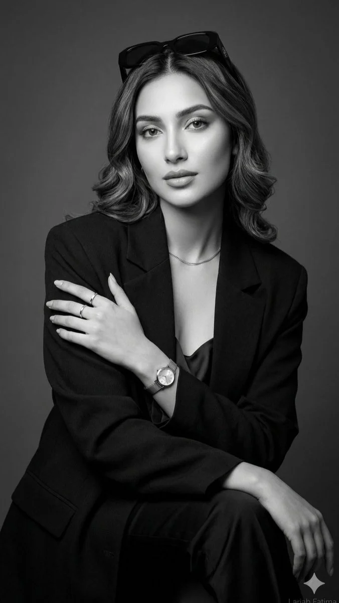 Timeless Elegance: Black and White Portrait of Refined Style