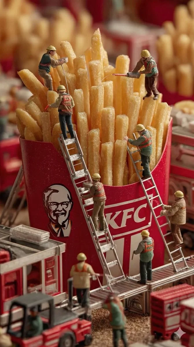 Tiny Hands, Giant Fries: A Surreal Feast