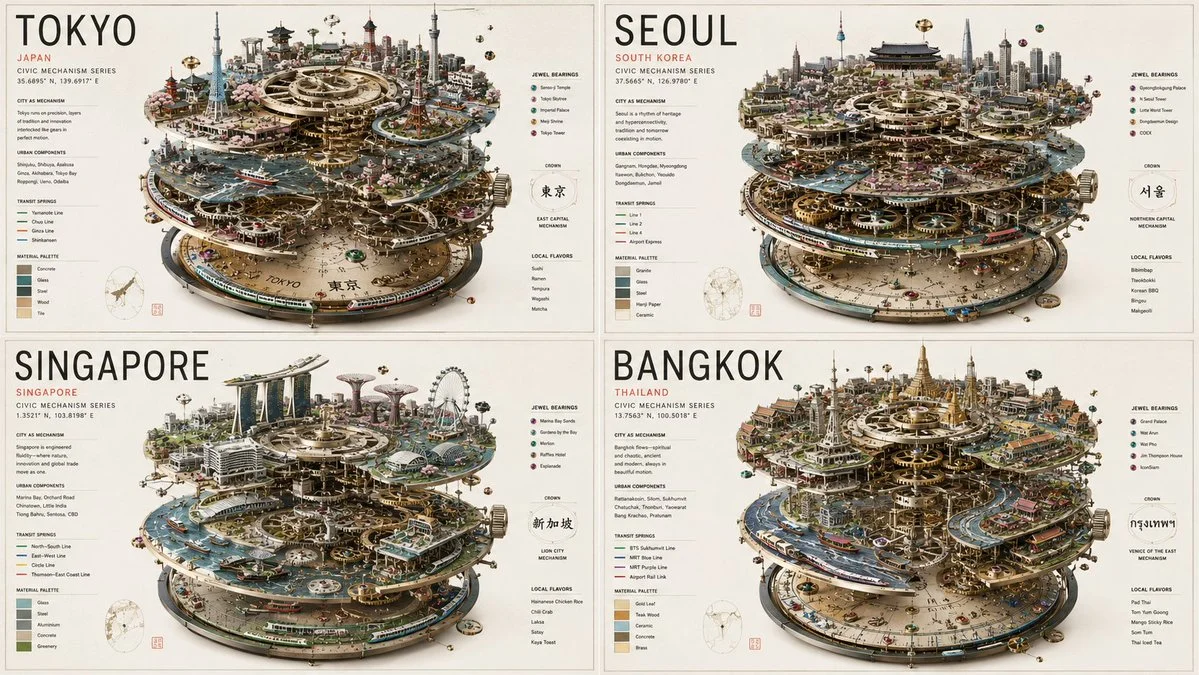 Tokyo explodes into view as a luxury mechanical watch
