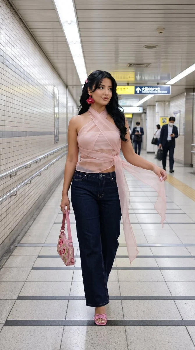 Tokyo Metro Pink Organza Street Style