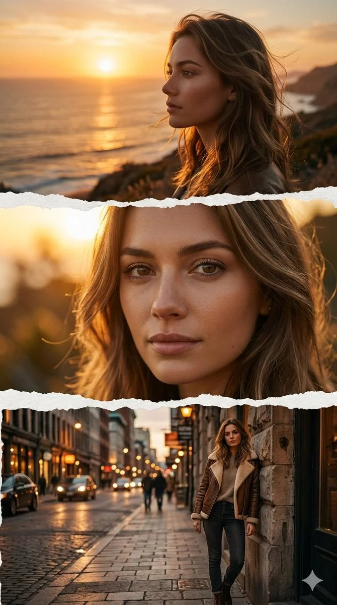 Torn-Paper Cinematic Triptych