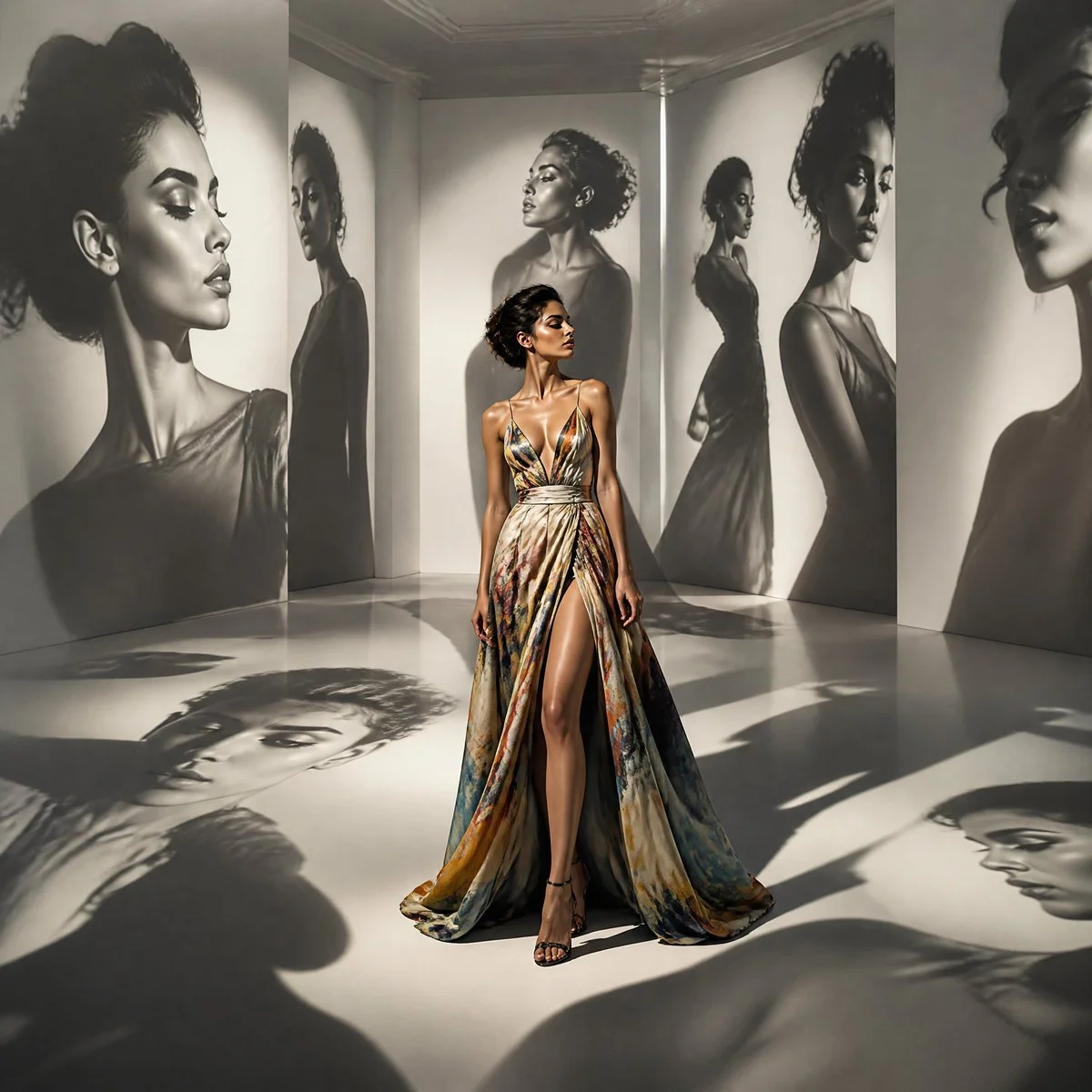 Transformative Shadows: A High-Fashion Portrait Unveiled