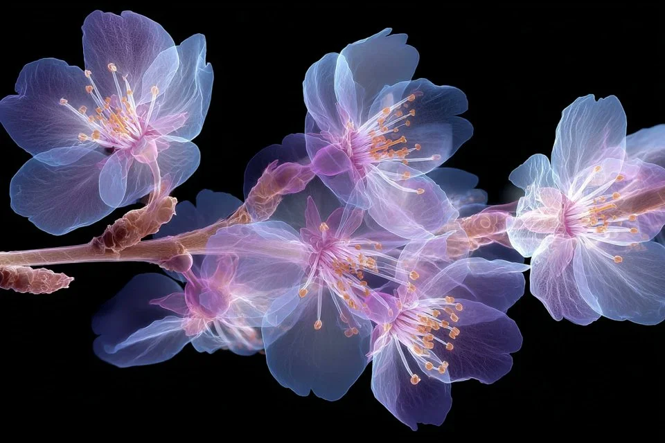 Translucent Botanical X-Ray with Luminous Veins