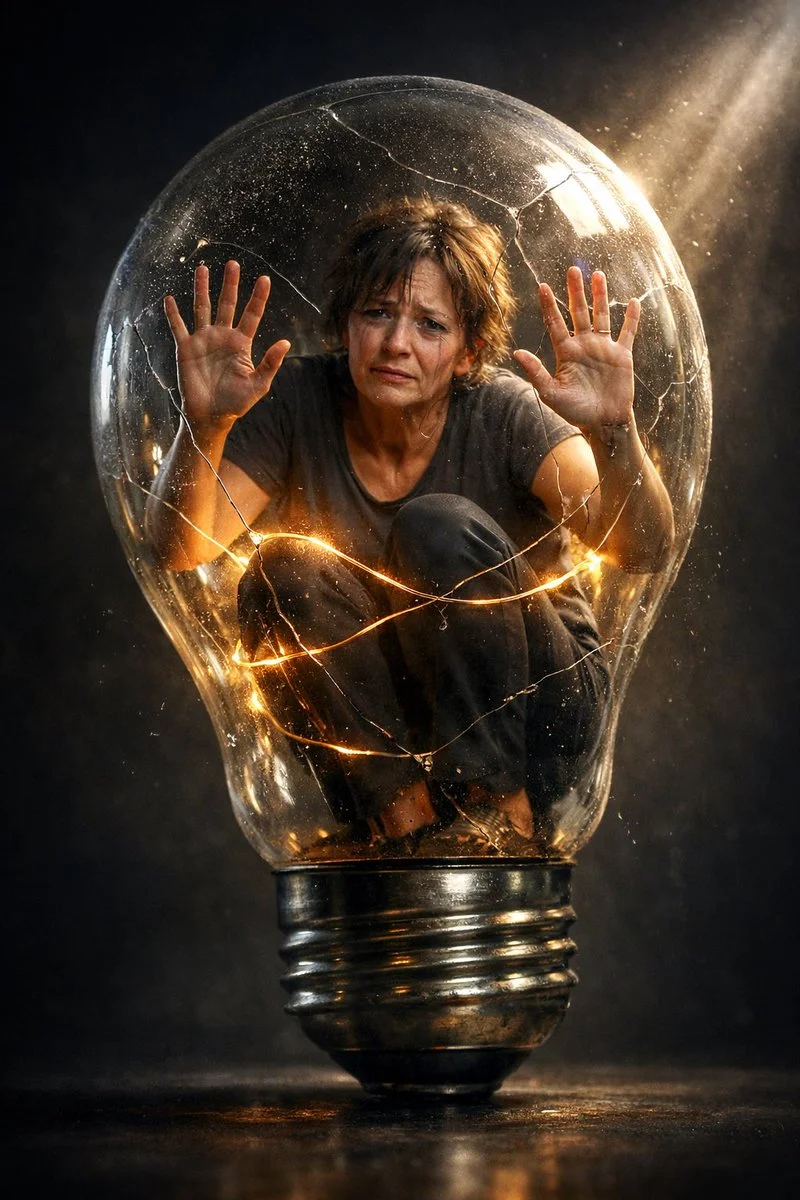 Trapped Light: A Surreal Portrait of Despair