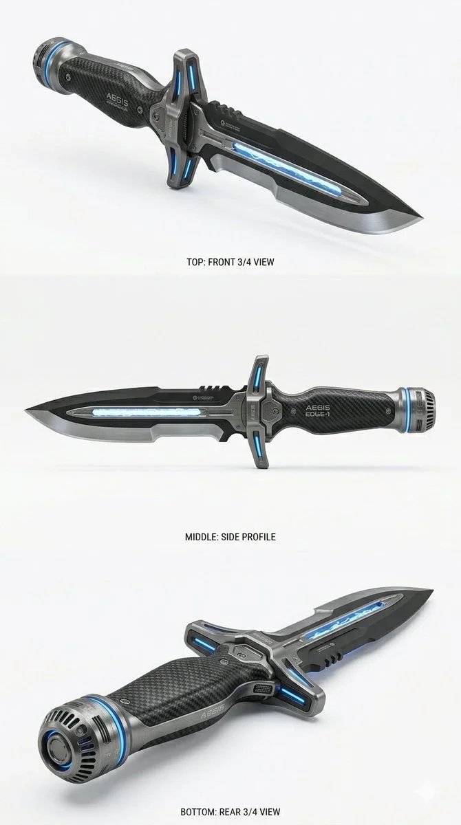 Triple-Angle Studio Render of Subject with Consistent Detailing