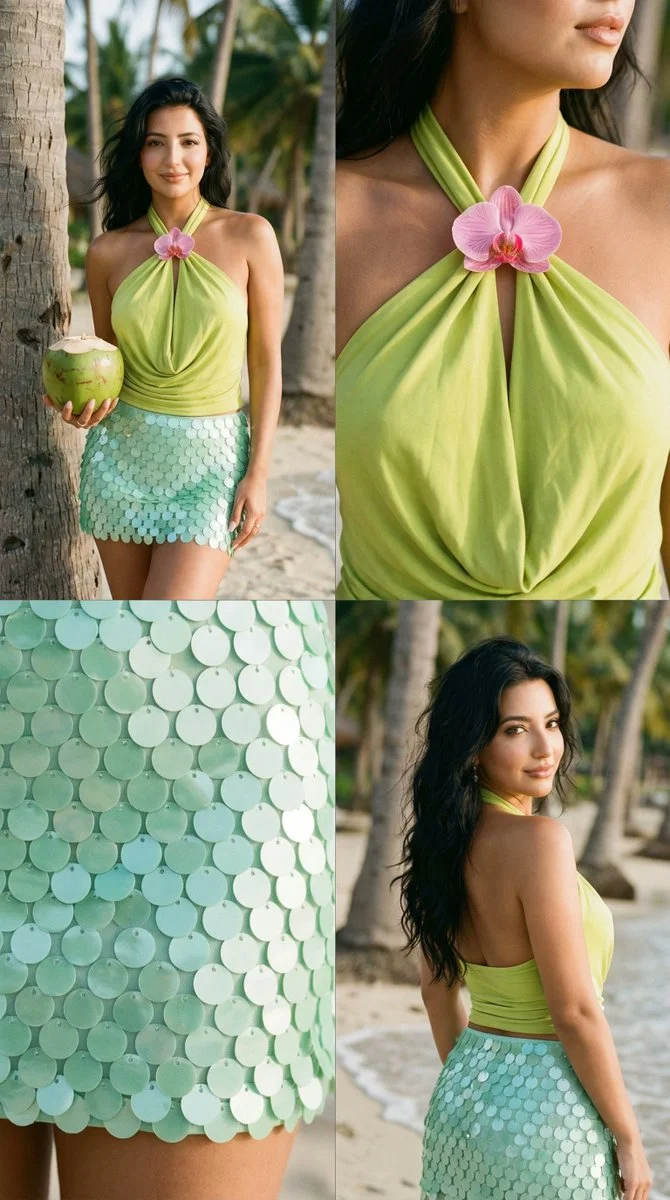 Tropical Fashion Fusion: A Four-Panel Editorial