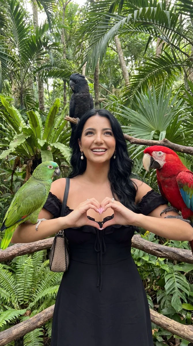 Tropical Serenade: Smiles and Parrots Unite