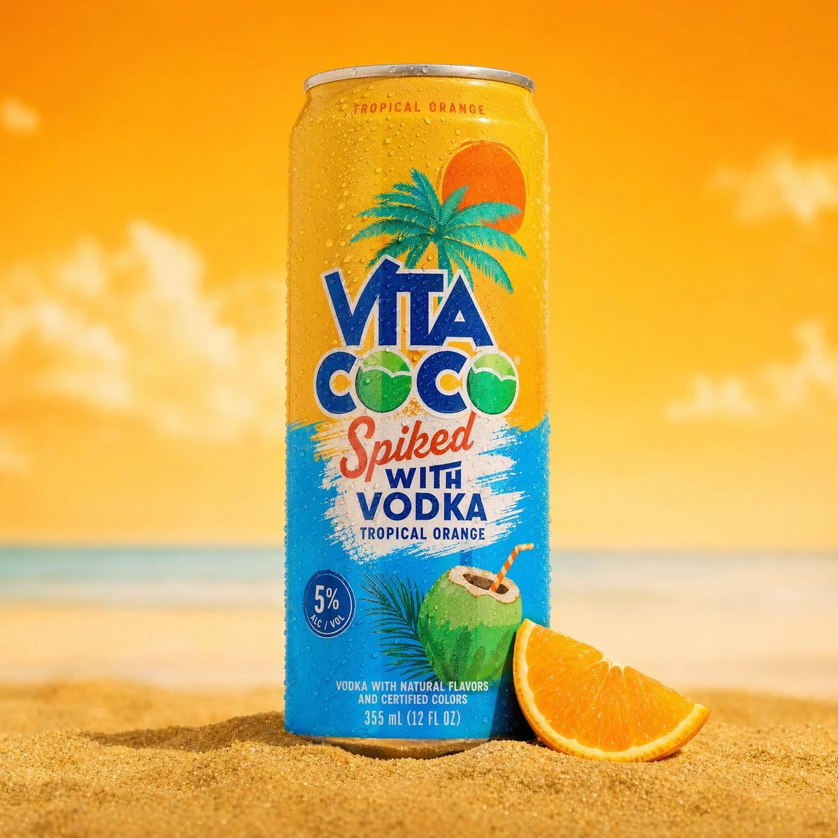 Tropical Sparkling Water in Sunlit Sand