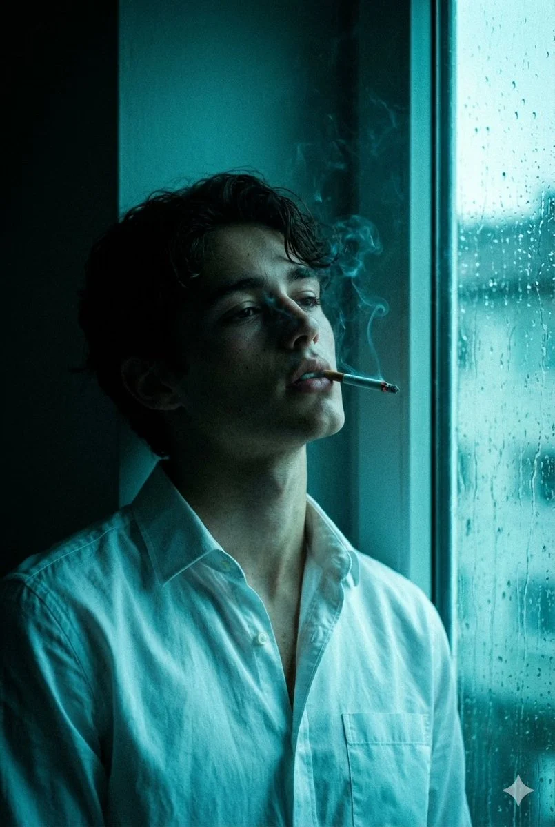 Turquoise Melancholy: A Portrait of Reflection