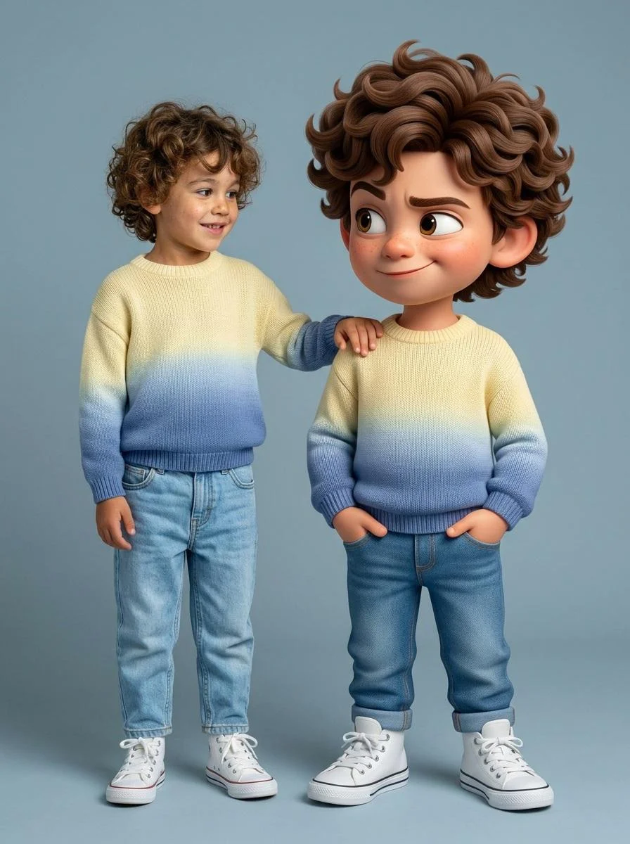 Twins in Style: Reality Meets Pixar