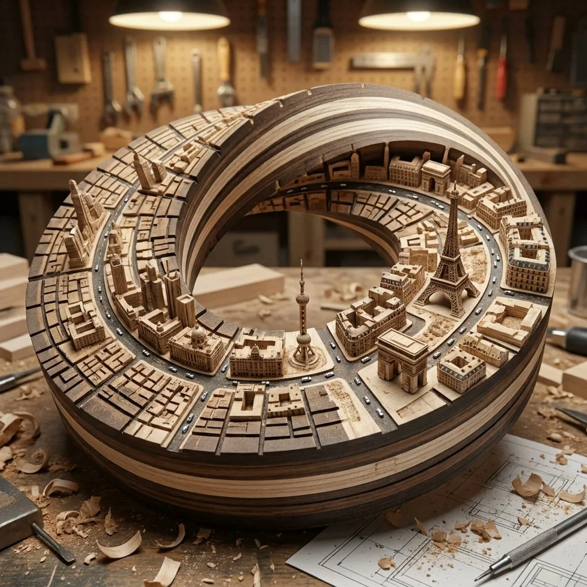 Twisted Wooden Cityscape of Mecca