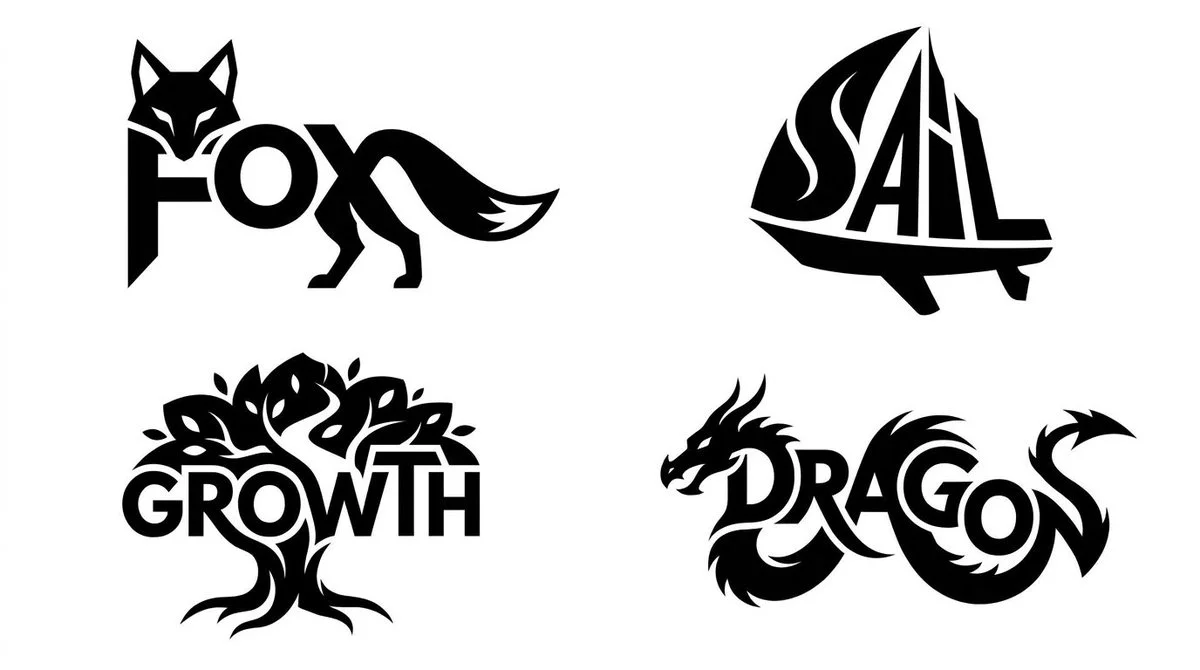 Typographic anatomy reveals hidden creature in sharp vector logo