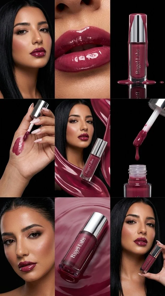 Ultra-Luxury Beauty Grid Featuring Seductive Berry Gloss