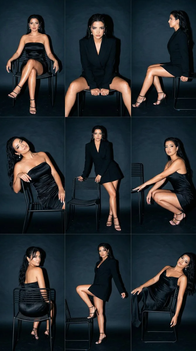 Ultra-Realistic 3x3 Fashion Editorial Grid Featuring a Single Model in Varied Luxury Looks