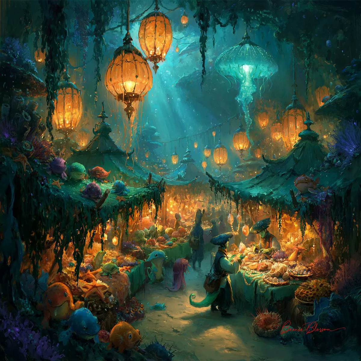 Underwater Bazaar: A Symphony of Color and Life