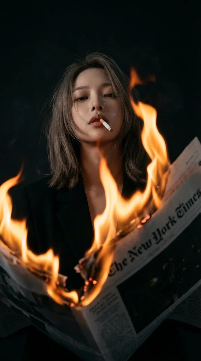 Unfazed by Flames: A Fiery Portrait