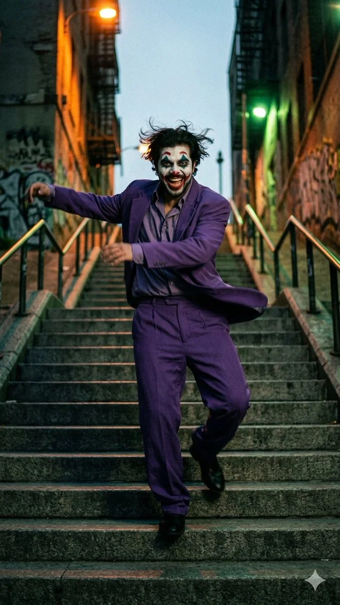 Urban Ballet: A Dancer’s Chaotic Expression on Twilight Stairs