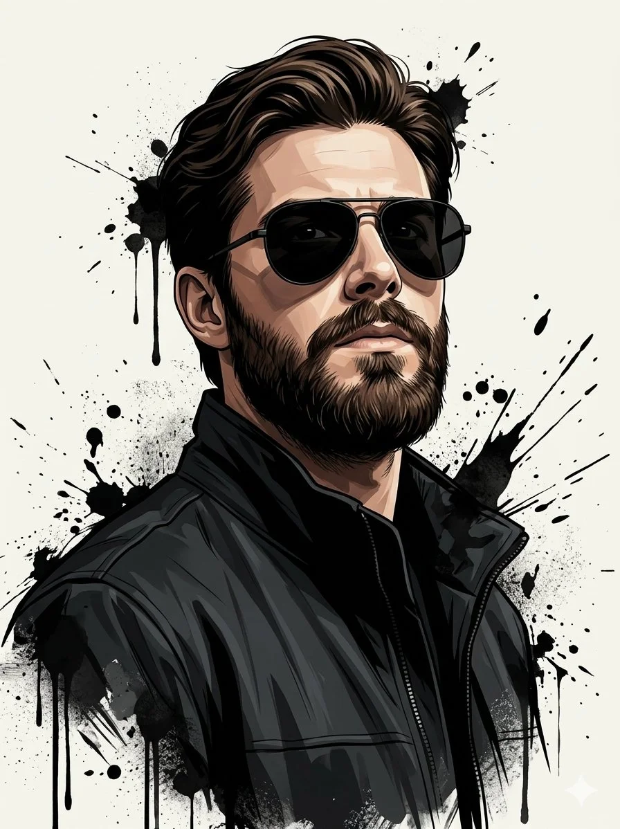 Urban Confidence: Detailed Digital Portrait of a Bearded Man