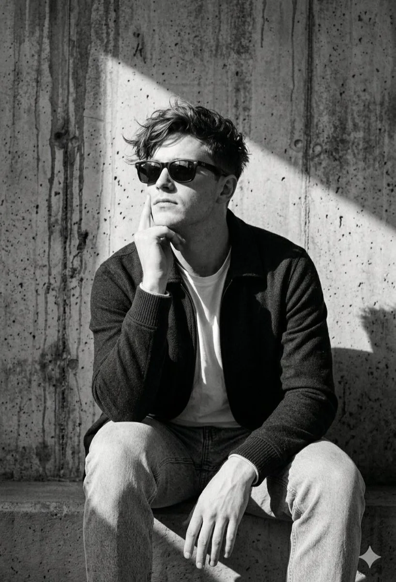 Urban Contemplation: A Portrait in Shadows