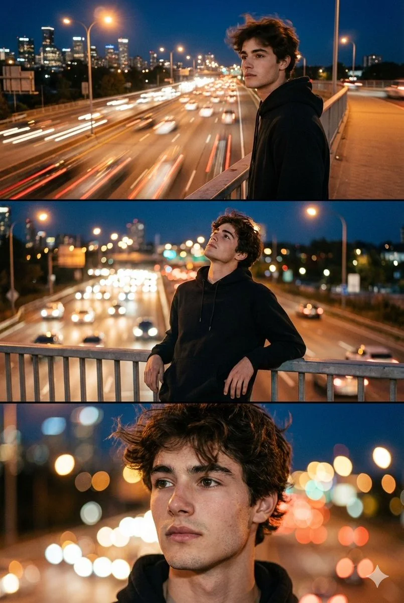Urban Dreams: A Cinematic Triptych Portrait
