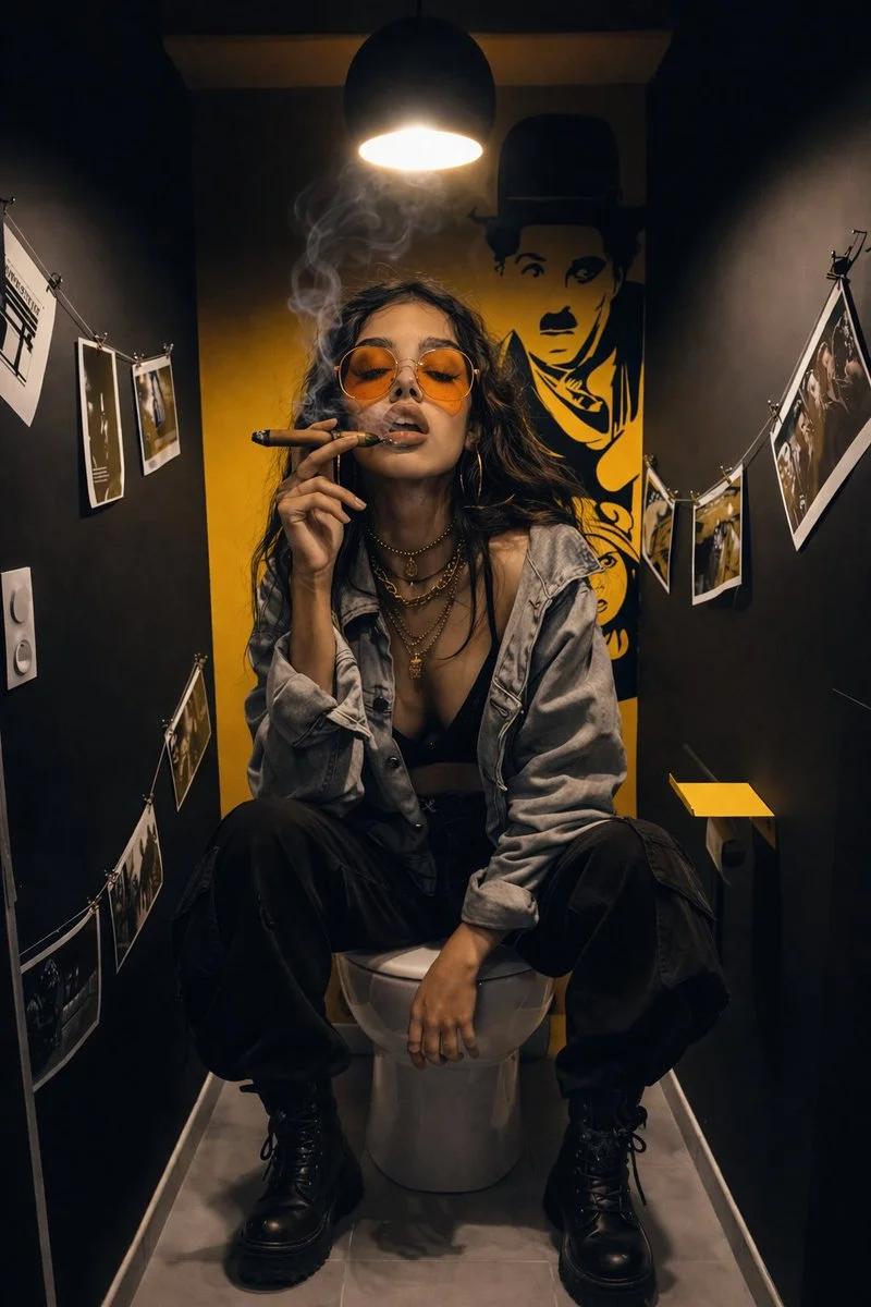 Urban Edge: Cinematic Portrait in a Moody Bathroom