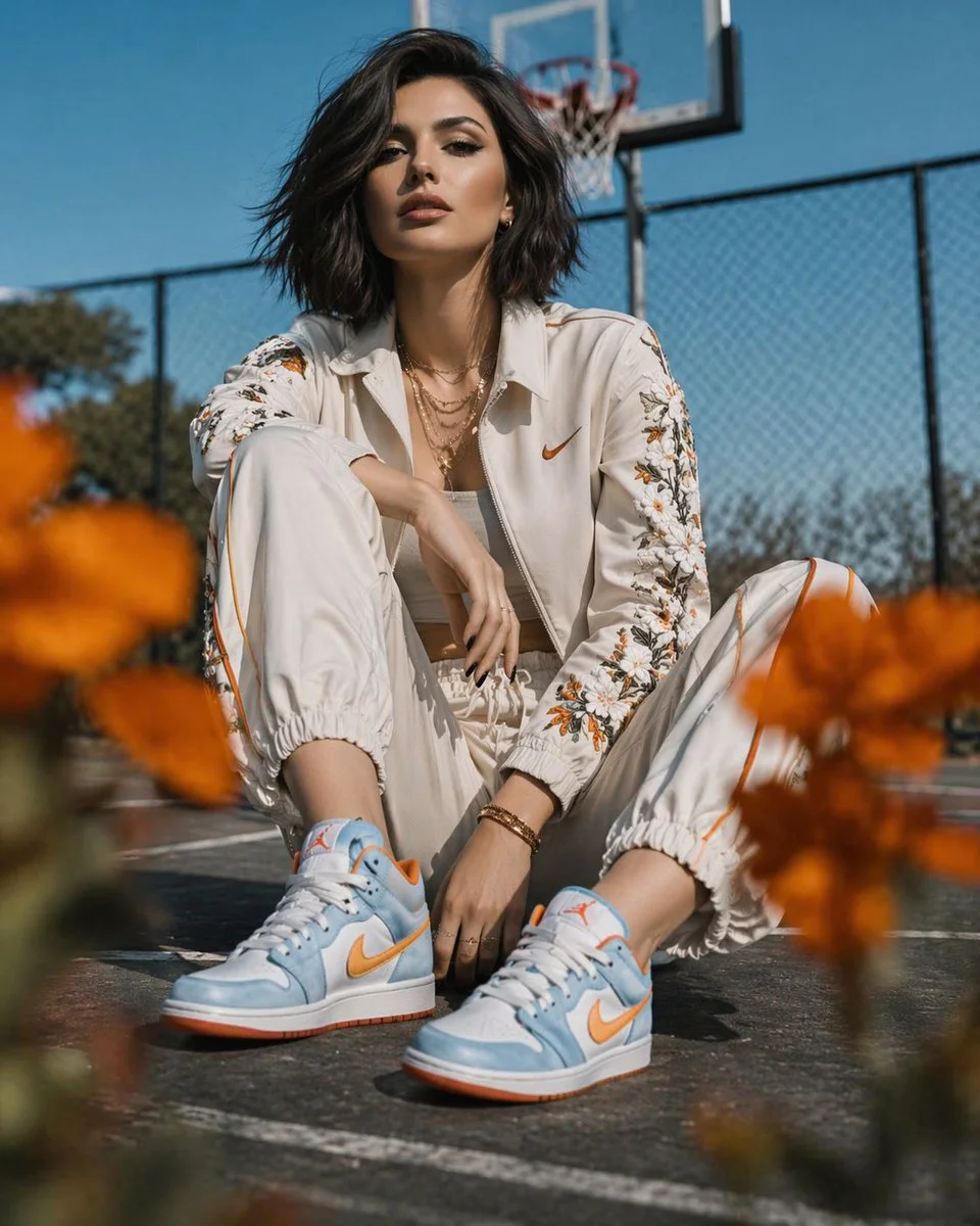 Urban Elegance: A Fashion Portrait on the Court