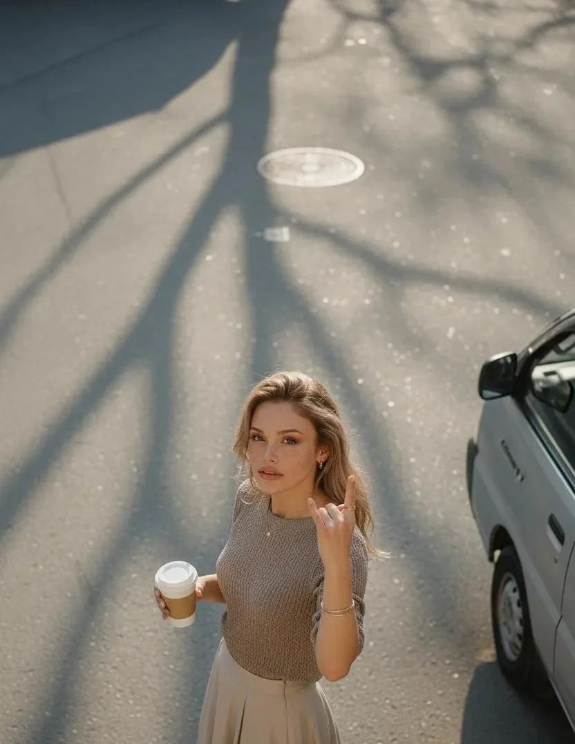 Urban Elegance: A High-Angle Portrait