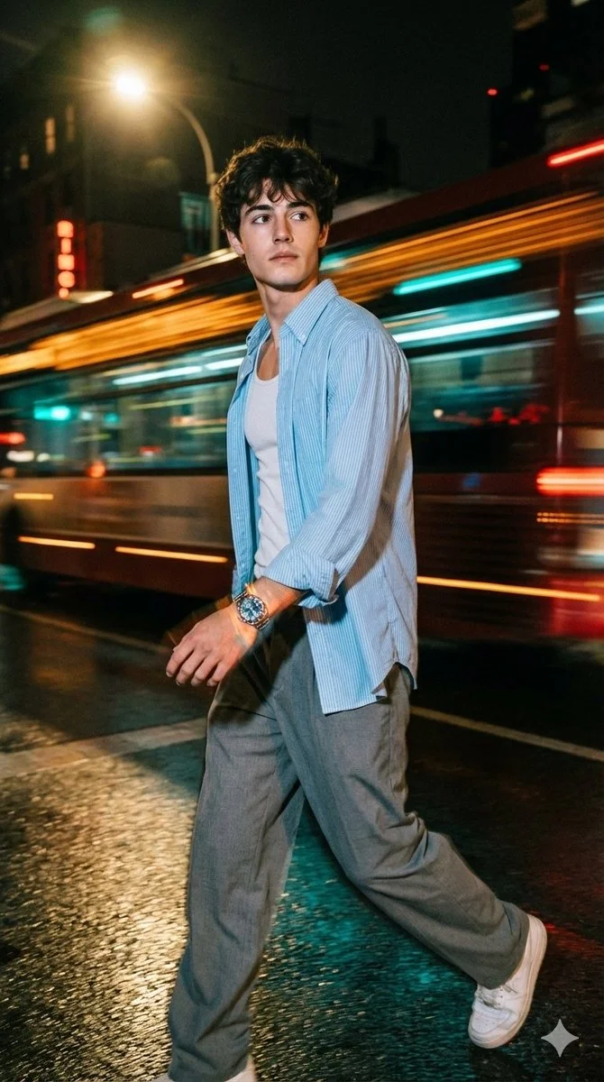 Urban Elegance: The Midnight Stroll