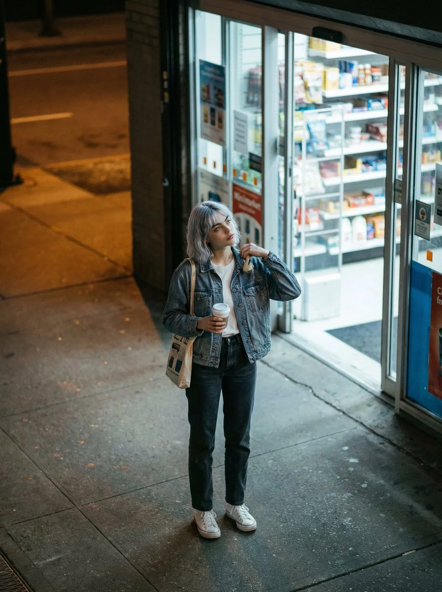 Urban Elegance Under Neon Lights