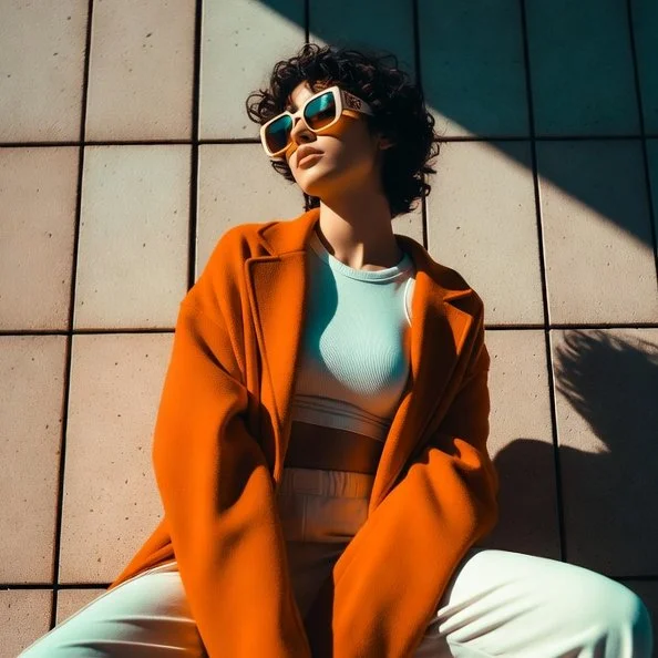 Urban Elegance: Vibrant Fashion Portrait in Natural Light