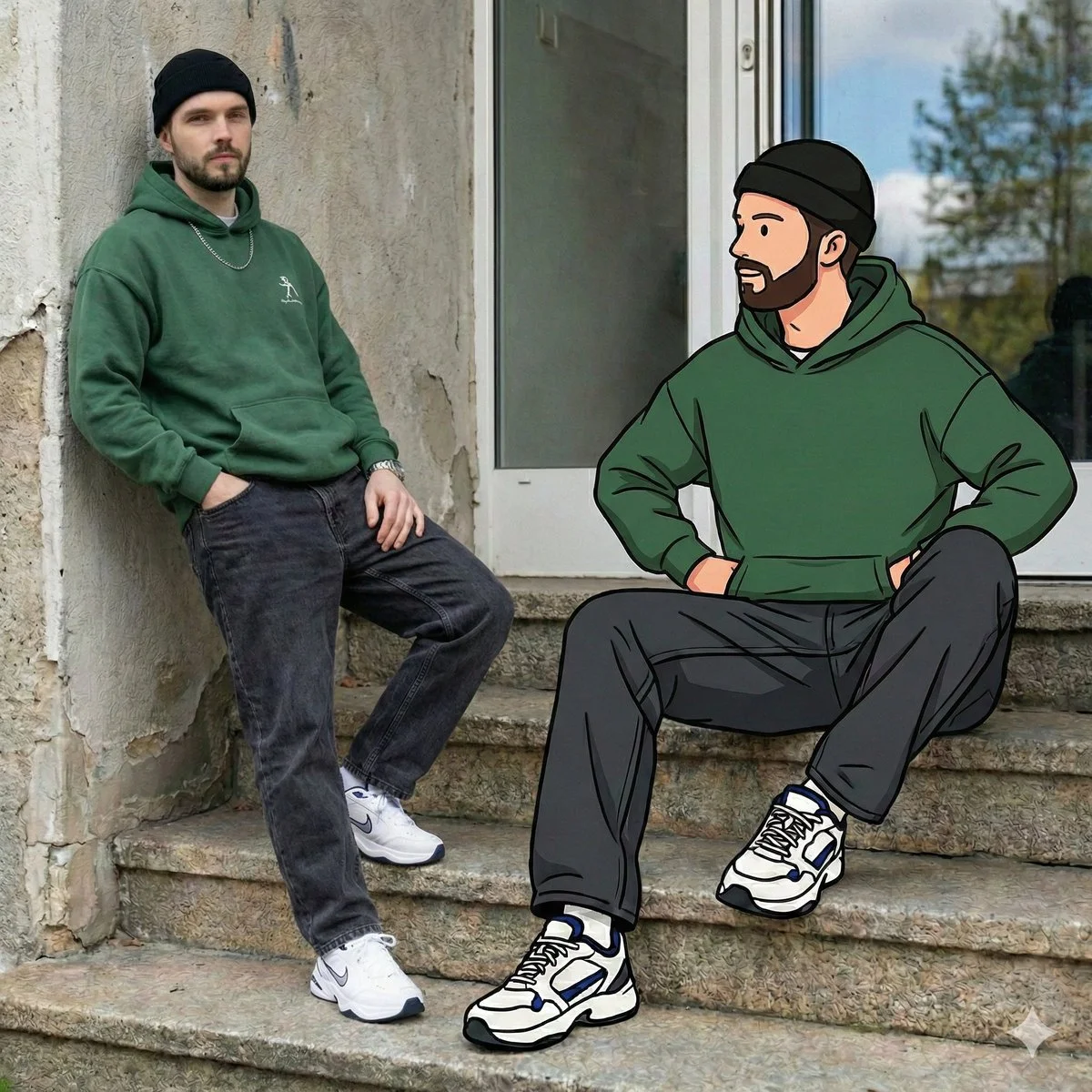 Urban Fusion: Reality Meets Cartoon Cool