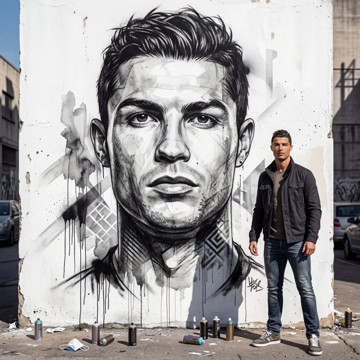 Urban Identity: Full-Body Portrait with Monumental Mural