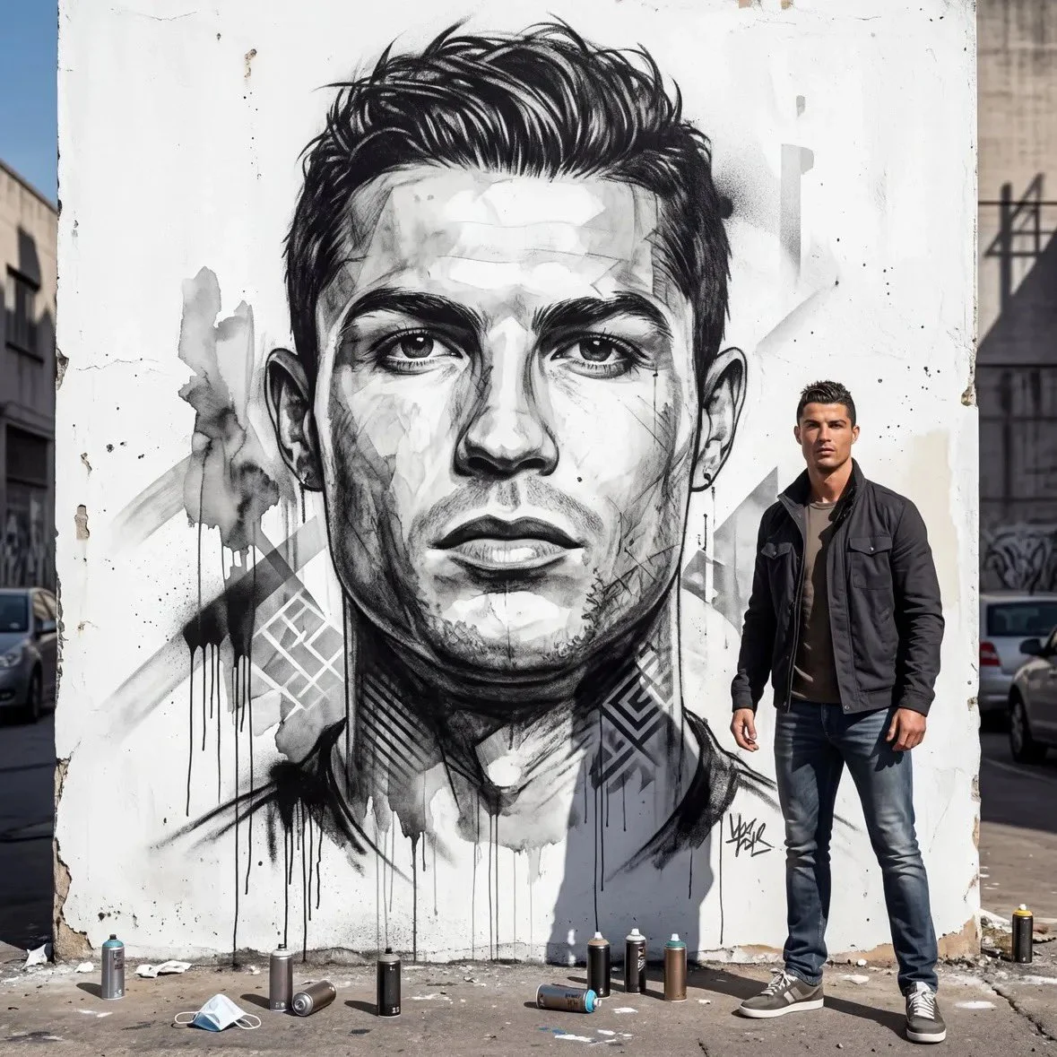 Urban Identity: Portrait with Hyper-Realistic Street Art Mural