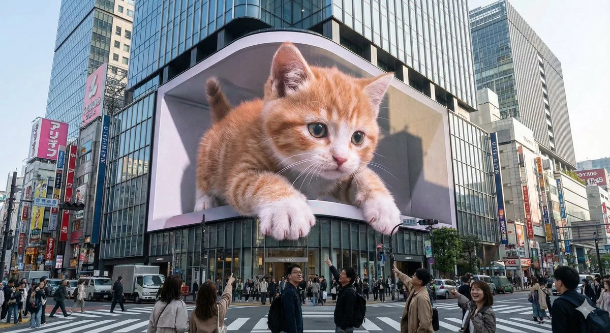 Urban Magic: A 3D Kitten Captivates the City