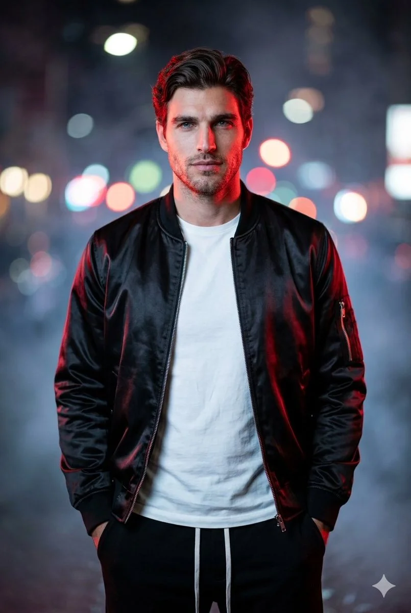 Urban Night Portrait with Neon Rim Lighting