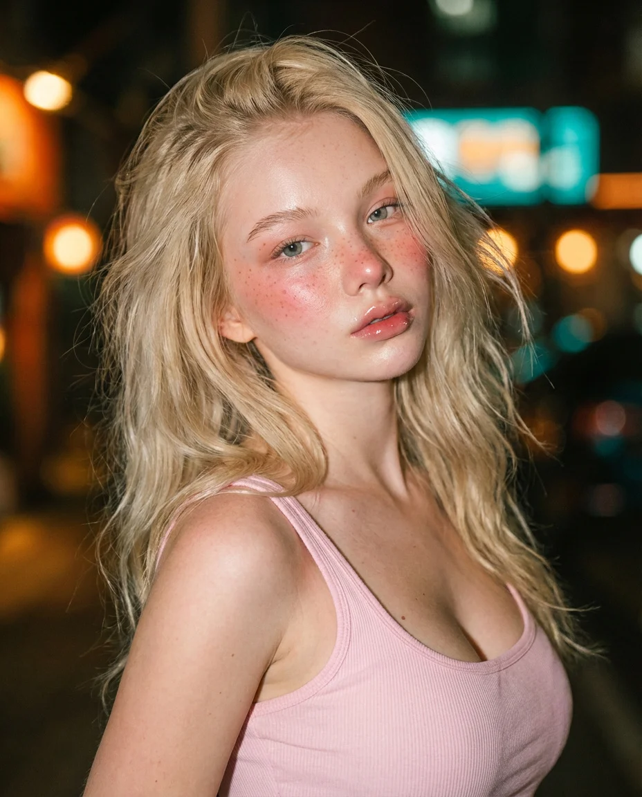 Urban Night Portrait with Soft Glam and Neon Glow